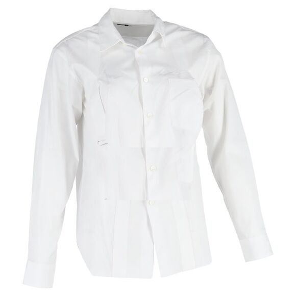 Comme Des Garçons Cutout Long Sleeve Shirt in White Cotton